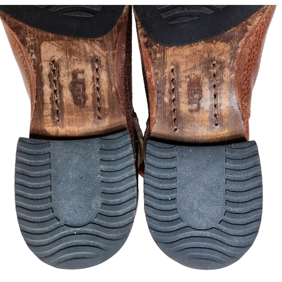 UGG Channing Tall Riding Boots Sz 7.5 Chestnut Pebbled Leather 3184 - Picture 12 of 14